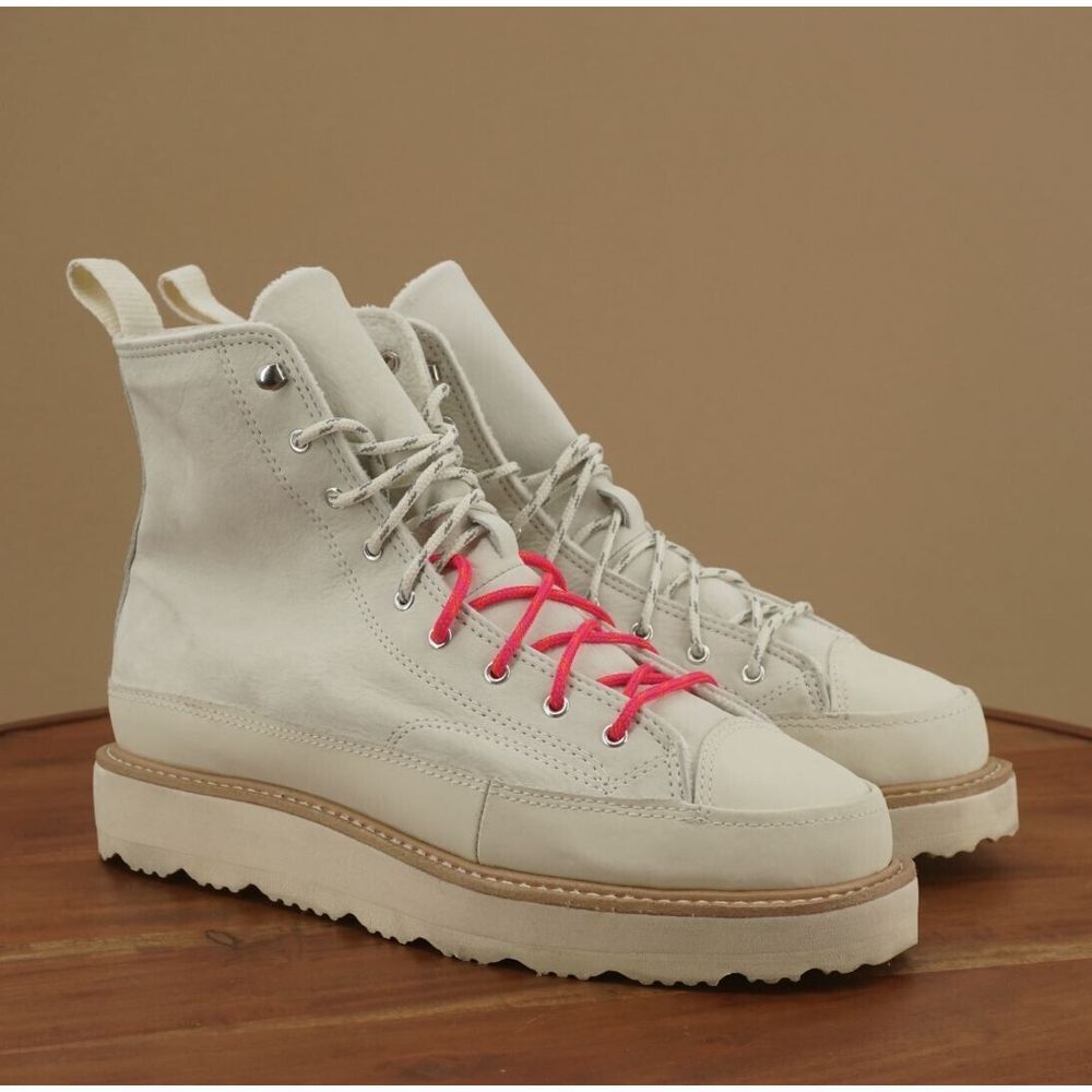 Converse Women's Cream Platform Ankle Boots with Pink Accent Laces